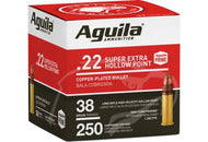 AGUILA AMMO .22LR HIGH VEL. 1280FPS.   38GR. PLATED HP 250 ROUNDS PER BOX