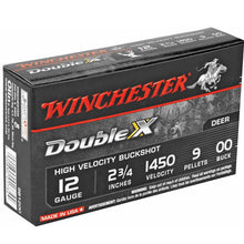Load image into Gallery viewer, Winchester Double X 12 Gauge Ammo 2 3/4&quot; 00 Buck Shot 9 Pellets 5 rounds per box

