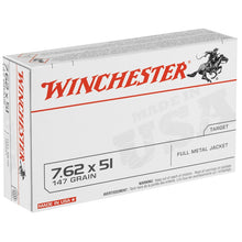 Load image into Gallery viewer, Winchester USA 7.62x51mm NATO 147 Grain Full Metal Jacket 20 rounds per box