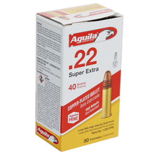 Load image into Gallery viewer, Aguila Super Extra High Velocity 22 Long Rifle 40 Grain Plated Lead Round Nose 50 rounds per box
