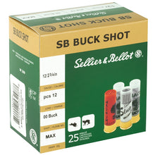 Load image into Gallery viewer, Sellier &amp; Bellot 12 Gauge 2-3/4” Ammo 00 Buckshot 12 Pellets 25 ROUNDS PER BOX
