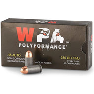 Wolf Polyformance 45 ACP AUTO Ammo 230 Grain FMJ Steel Case(50 rounds per box)
