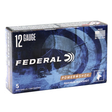 Load image into Gallery viewer, Federal Power-Shok 12 Gauge Ammo 2-3/4" 27 Pellets #4 Lead Buffered Buckshot 5 rounds per box (limited 5 per checkout )