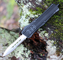 Load image into Gallery viewer, CobraTec Knives MBCTK-1MDAG2SS Medium CTK-1 Black, 3.0" D2 Steel Dagger Serrated Blade, Aluminum Handle