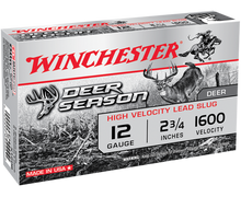 Load image into Gallery viewer, WINCHESTER(NO LIMITS, NO WAIT TIMES )DEER SEASON HIGH VELOCITY 12 GA 2.75" 5-ROUNDS SLUG