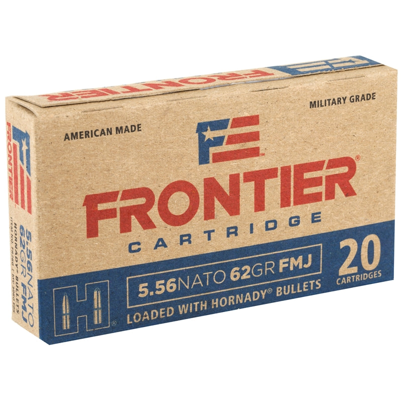 Frontier Military Grade 5.56x45mm NATO Ammo 62 Grain Hornady Full Metal Jacket Boat Tail 20 rounds per box(2 boxes per checkout)