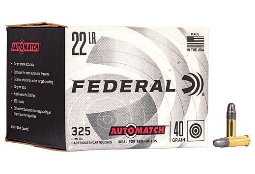 FED AMMO AUTOMATCH .22LR 40GR RN 325 rounds per box
