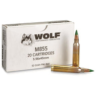 Wolf Gold 5.56mm M855 NATO Ammo 62 Grain Full Metal Jacket 20 rounds per box(limited 5 per checkout)