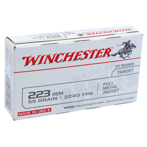 Winchester USA 223 Remington Ammo 55 Grain Full Metal Jacket 20 round box(limited 5 boxes per checkout)