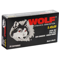 Wolf Performance 5.45 x 39mm Ammo 60 Grain Full Metal Jacket Steel Case 20 rounds per box