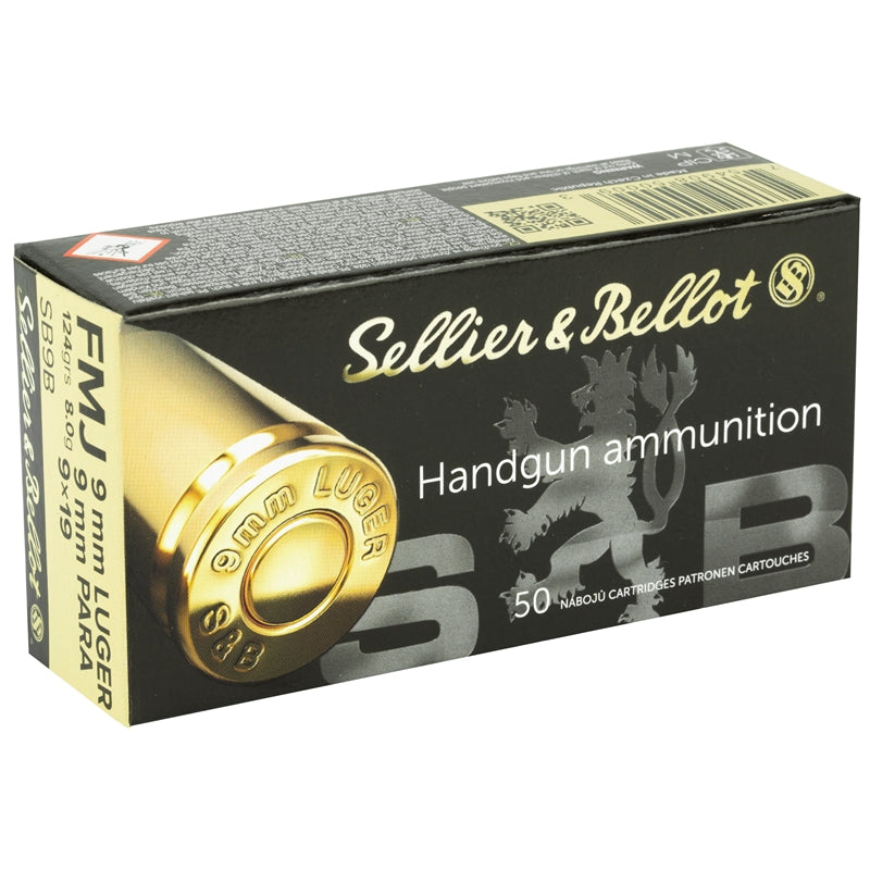 Sellier & Bellot 9mm Luger Ammo 124 Grain Full Metal Jacket 50 rounds per box