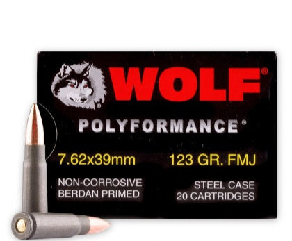 WOLF PERFORMANCE AMMUNITION FMJ( NO WAIT TIMES!!!!!) 762×39mm 123 grain