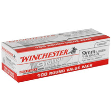 Load image into Gallery viewer, Winchester USA 9mm Luger 115 Grain FMJ 100 Rounds Value Pack
