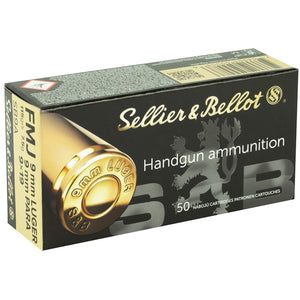 Sellier & Bellot 9mm Luger Ammo 115 Grain Full Metal Jacket 50 rounds per box
