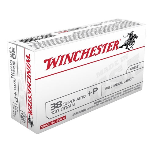 Winchester USA 38 Super +P 130 Grain Full Metal Jacket(50 rounds per box)