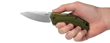 Load image into Gallery viewer, Kershaw, Link, 3.25&quot; Folding Knife/Assisted, Drop Point, Plain Edge, CPM-20CV Stonewashed, Olive 6061-T6 Anodized Aluminum Handle
