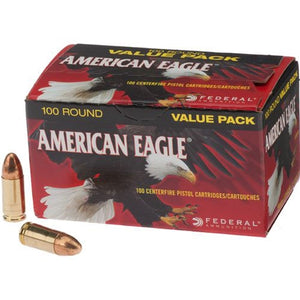 Federal American Eagle 9mm Luger Ammo 115 Grain Full Metal Jacket Value Pack (100 rounds ) NO LIMITS AND SHIPS SAME DAY!!!!!!