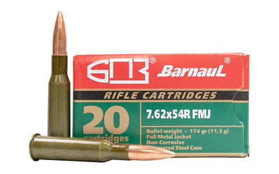Barnaul Ammunition 7.62X54R limited 5 per checkout 174Gr  FMJ Lacquer Steel Case 20 rounds per box