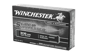 Winchester Ammunition  Super Suppressed 308 Win  168 Grain  Open Tip  20 Round Box