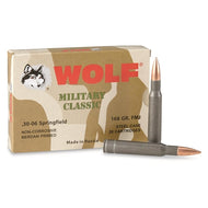 Wolf Military Classic 30-06 Springfield Ammo 168 Grain FMJ Steel Case 20 round box