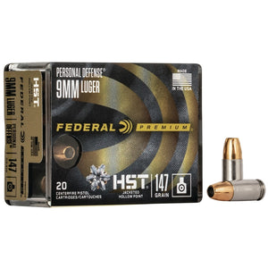Federal Personal Defense HST 9mm Luger Ammo 147 Grain JHP(20 rounds per box)