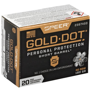 Speer Gold Dot Short Barrel 40 S&W Ammo 180 Grain Jacketed Hollow Point(20 rounds per box) limited 2 per checkout