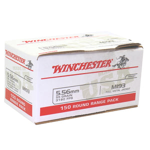 Winchester USA 5.56x45mm NATO M193 Ammo 55 Grain FMJ 150 Rounds Value Pack