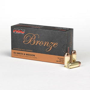 PMC BRONZE 40 S&W AMMO 165 limited 2 per checkout GRAIN FULL METAL JACKET 50 rounds per box