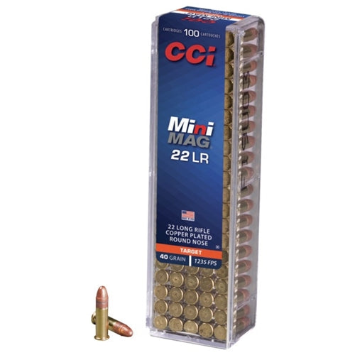 CCI Mini-Mag High Velocity 22 Long Rifle Ammo 40 Grain Copper Plated Round Nose 100 round box