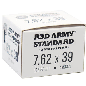 Red Army Standard 7.62x39mm  Ammo 122 Grain Hollow Point Steel Case 20 rounds per box