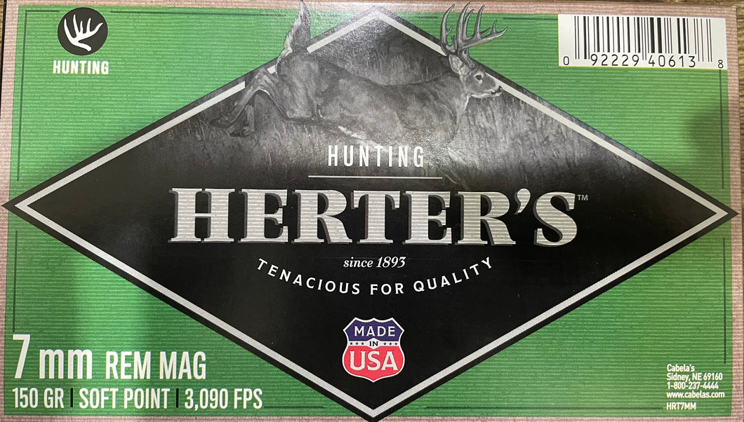 Herters 7mm Rem Mag limited 1 per checkout 150gr SP 20 Round Box