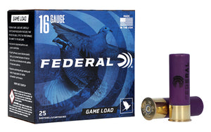 Federal Game Load 16 Gauge 2.75" #6  Shotshell 25 Rounds per Box