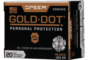 SPEER AMMO GOLD DOT .45ACP 185GR. GDHP 20 rounds per box