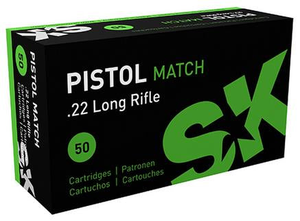 SK Pistol Match Rimfire Ammunition .22 LR 40 grain 50 rounds per pack