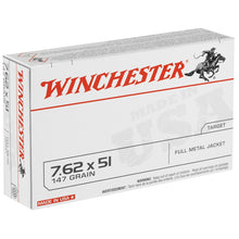 Load image into Gallery viewer, Winchester USA 7.62x51mm NATO 147 Grain Full Metal Jacket 20 rounds per box
