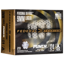 Load image into Gallery viewer, Federal Punch 9mm Luger Ammo 124 Grain Jacketed Hollow Point 20 rounds per box
