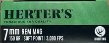 Load image into Gallery viewer, Herters 7mm Rem Mag limited 1 per checkout 150gr SP 20 Round Box
