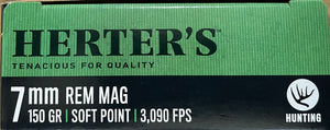 Herters 7mm Rem Mag limited 1 per checkout 150gr SP 20 Round Box