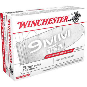 Winchester 9mm 115-Grain FMJ 200 rounds per box