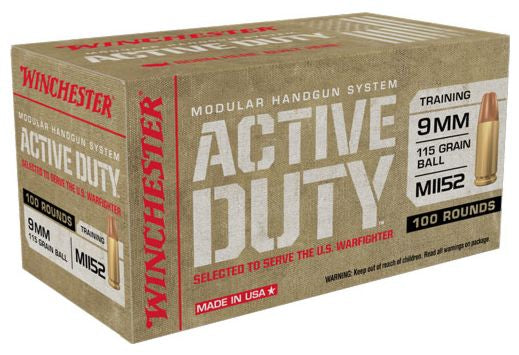 WINCHESTER  AMMO ACTIVE limited 1 per checkout DUTY 9MM LUGER 115GR. FMJ-FN 100-PACK