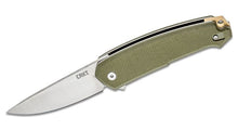 Load image into Gallery viewer, CRKT 5325 Jesper Voxnaes Tueto Assisted Flipper Knife 3.283&quot; Satin Plain Blade, OD Green G10 Handles
