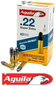 Aguila Super Extra 22 LR Ammo 40 Grain Standard Velocity Lead Round Nose 50 rounds per box(7 boxes per checkout)