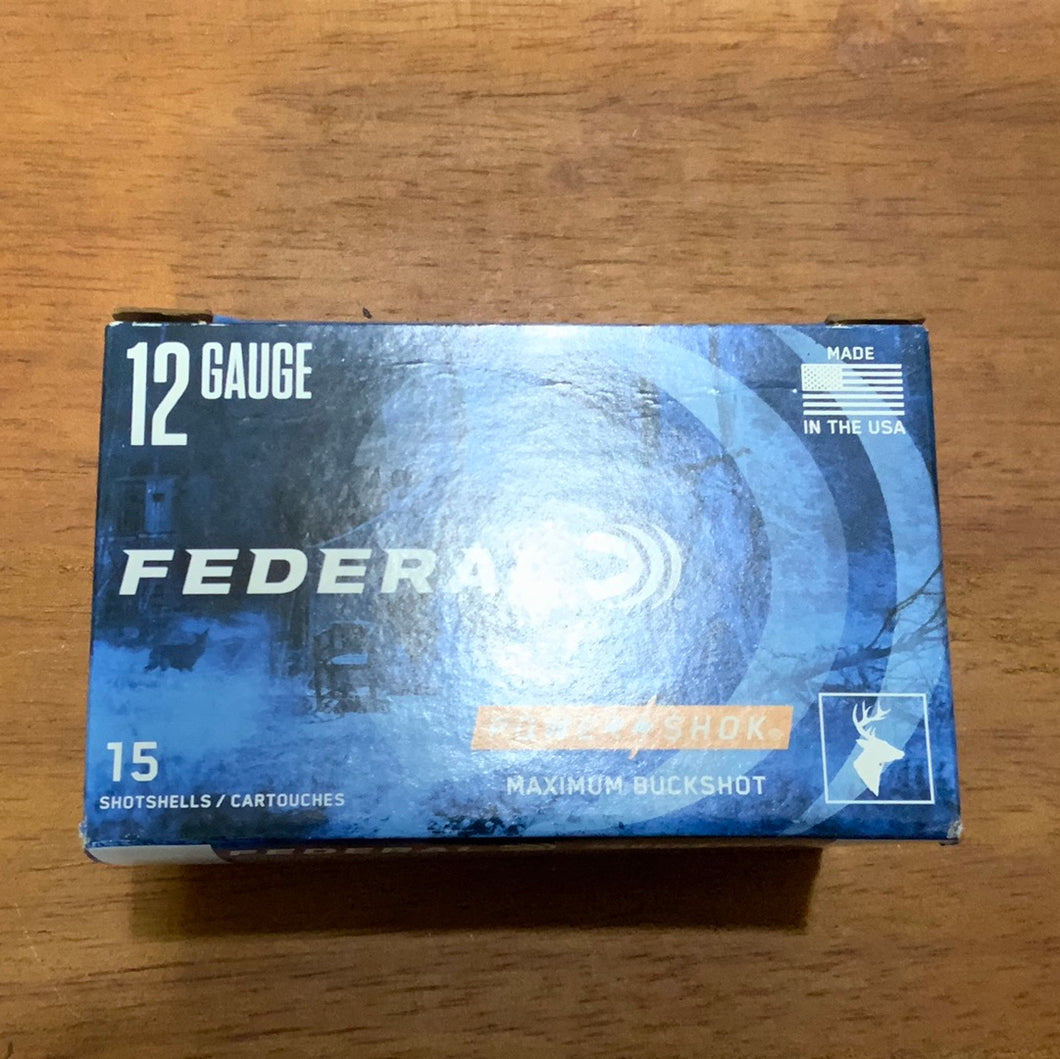 Federal Game Shok 12 ga 15 shells 3 in 00 BUCK  12gauge 15 ROUNDS PER BOX